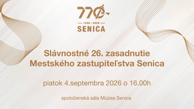 Priamy prenos Slávnostného zasadnutia Mestského zastupiteľstva v Senici 4. 9. 2026
